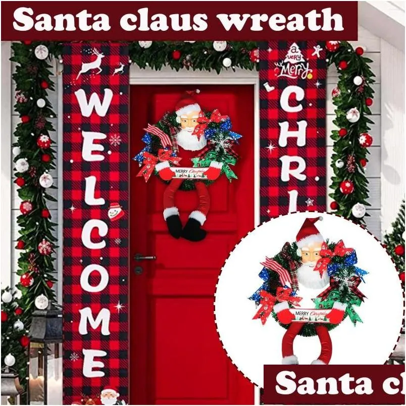 christmas decorations ornament santa claus garland decoration door hanging wreath year window tree home xmas decor