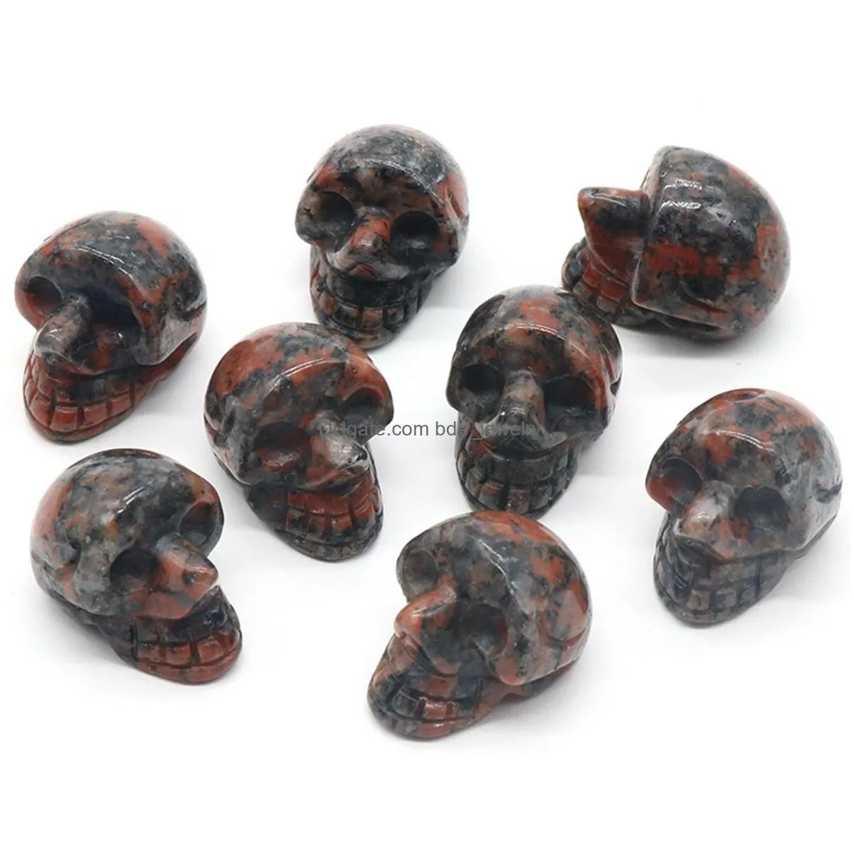 23mm natural crystal stone carved human skull handcraft home decorative gemstone african bloodstone skulls folk crafts