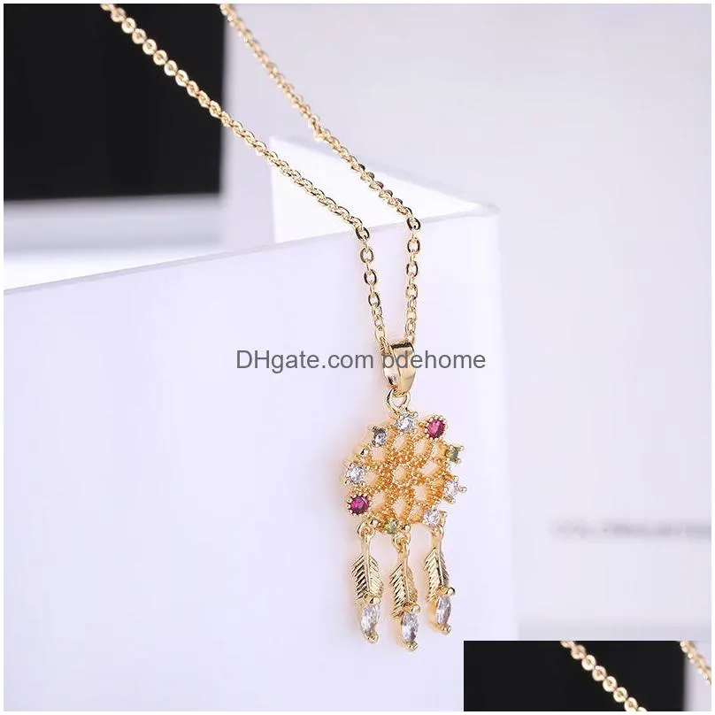 fantastic dream catcher feather tassel pendant necklace clavicle chain necklaces jewelry gifts