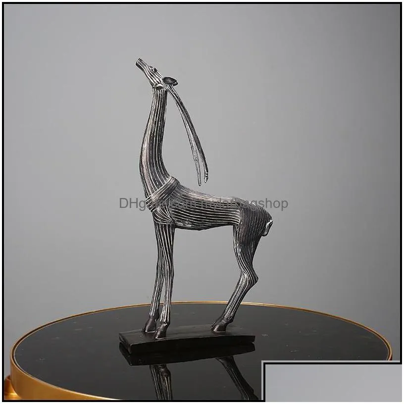 party favor event supplies festive home garden abstract striped deer scpture resin cute animal statue figurines crafts living room