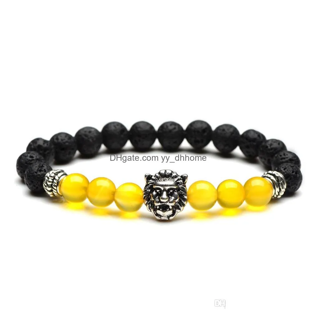yellow onyx lava rock  head bracelet mens charm mature aura cure bracelet gift