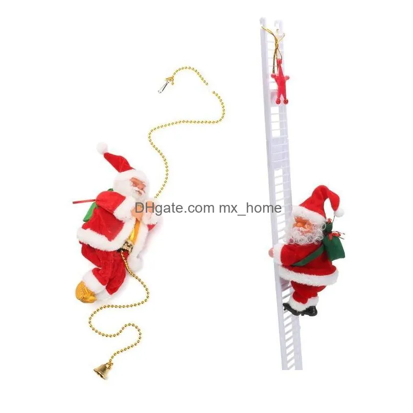 christmas decorations santa claus climbing ladder electric singing up and down ornaments for tree doll toy christmaschristmas