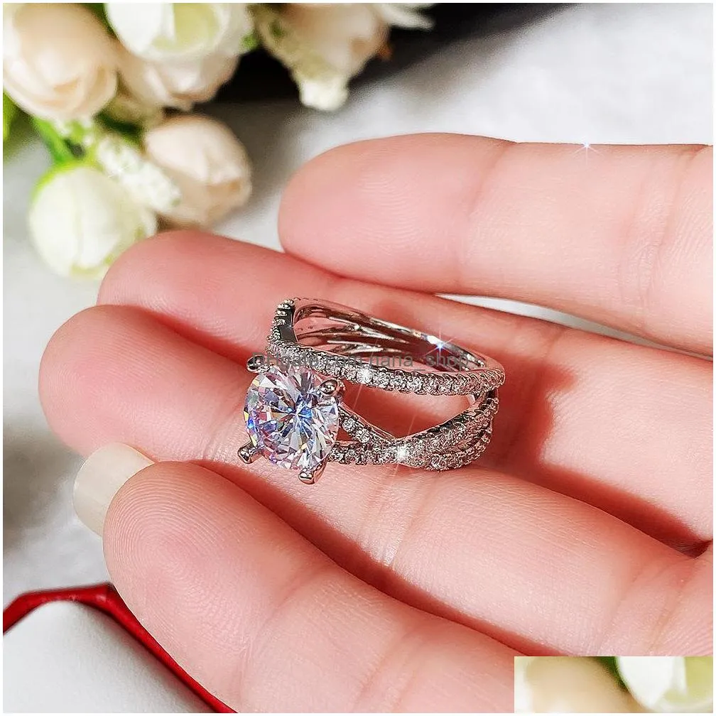 luxury cross design womens ring fashion versatile female accessories bling crystal cz wedding band eternity rings