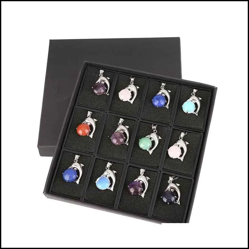 12 random alloy  jewels stone pendant men and women meaning stainless steel necklace birthday gift set