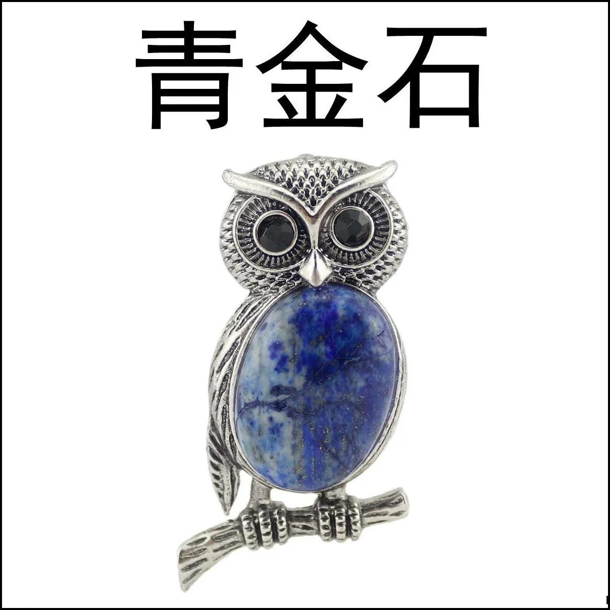 owl necklace healing crystal stones pendant necklaces for women men gemstone jewelry reiki spiritual energy lucky