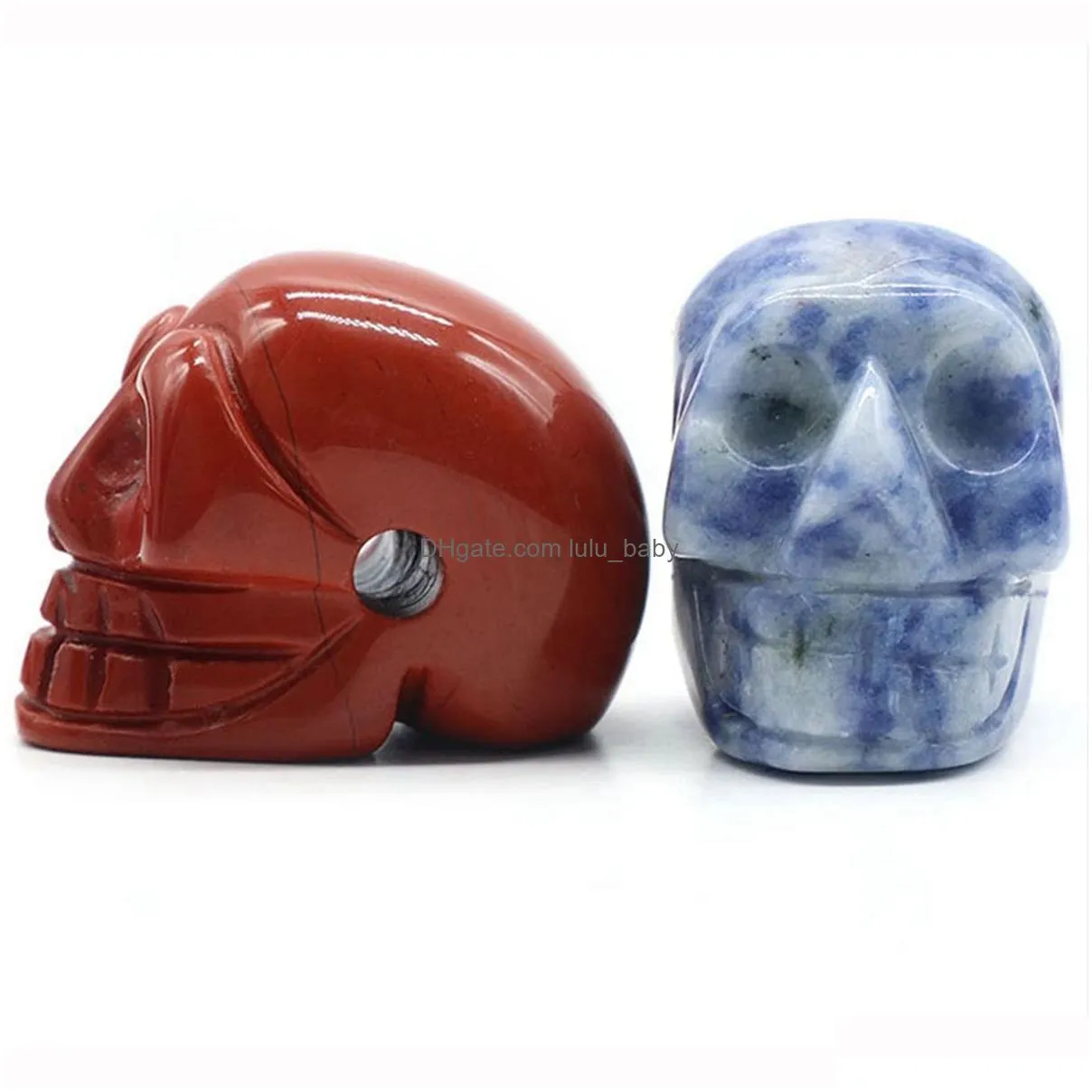 23mm natural malachite skull head statue hand carved gemstone human skeleton head figurines reiki healing stone for home office