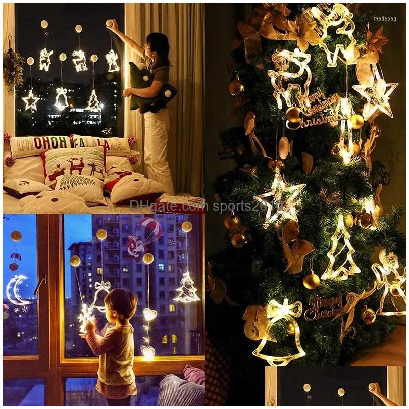 christmas decorations lights led snowflakes santa claus suckers curtain fairy light garland wedding party decoration holiday lighting