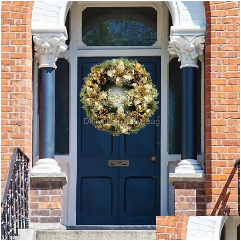 christmas decorations decorative garland simulation flower plant wreath festival holiday home door wall decoration hanging ornament