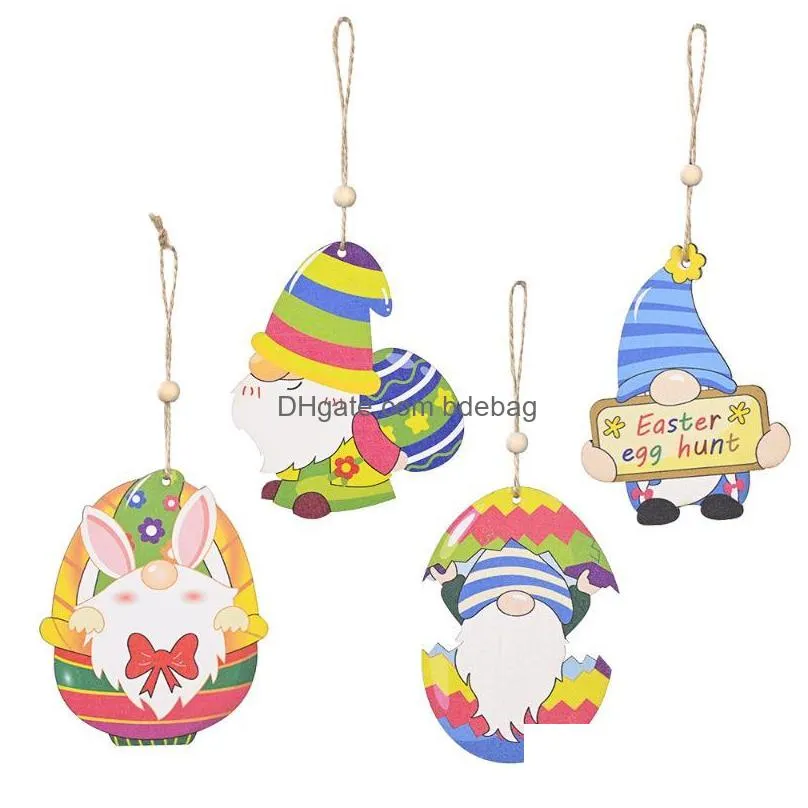 christmas decorations 1pcs wooden easter pendant eggs ornaments for home party diy craft decor kids giftchristmas