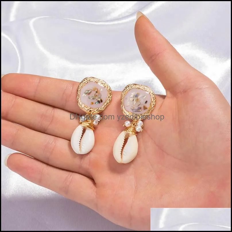 natura stone shell earrings jewelry women earrings resin coral earrings drop fashion jewelry gift 350202