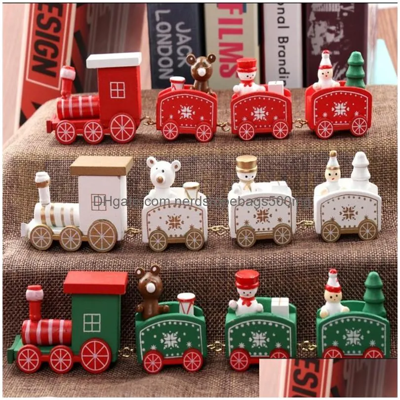 christmas decorations wooden train merry ornaments for home table 2022 noel navidad xmas year giftschristmas