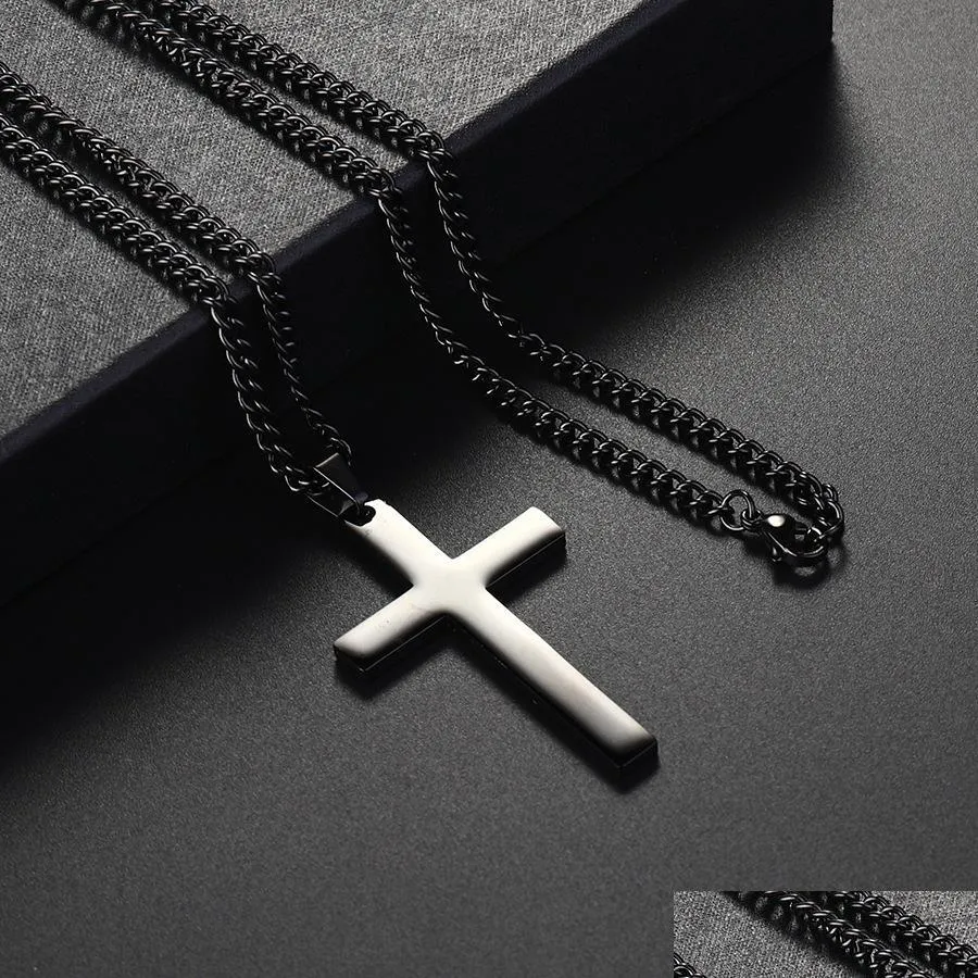 classic cross necklace fashion stainless steel chain pendant necklace for men jewelry gift collar hombres