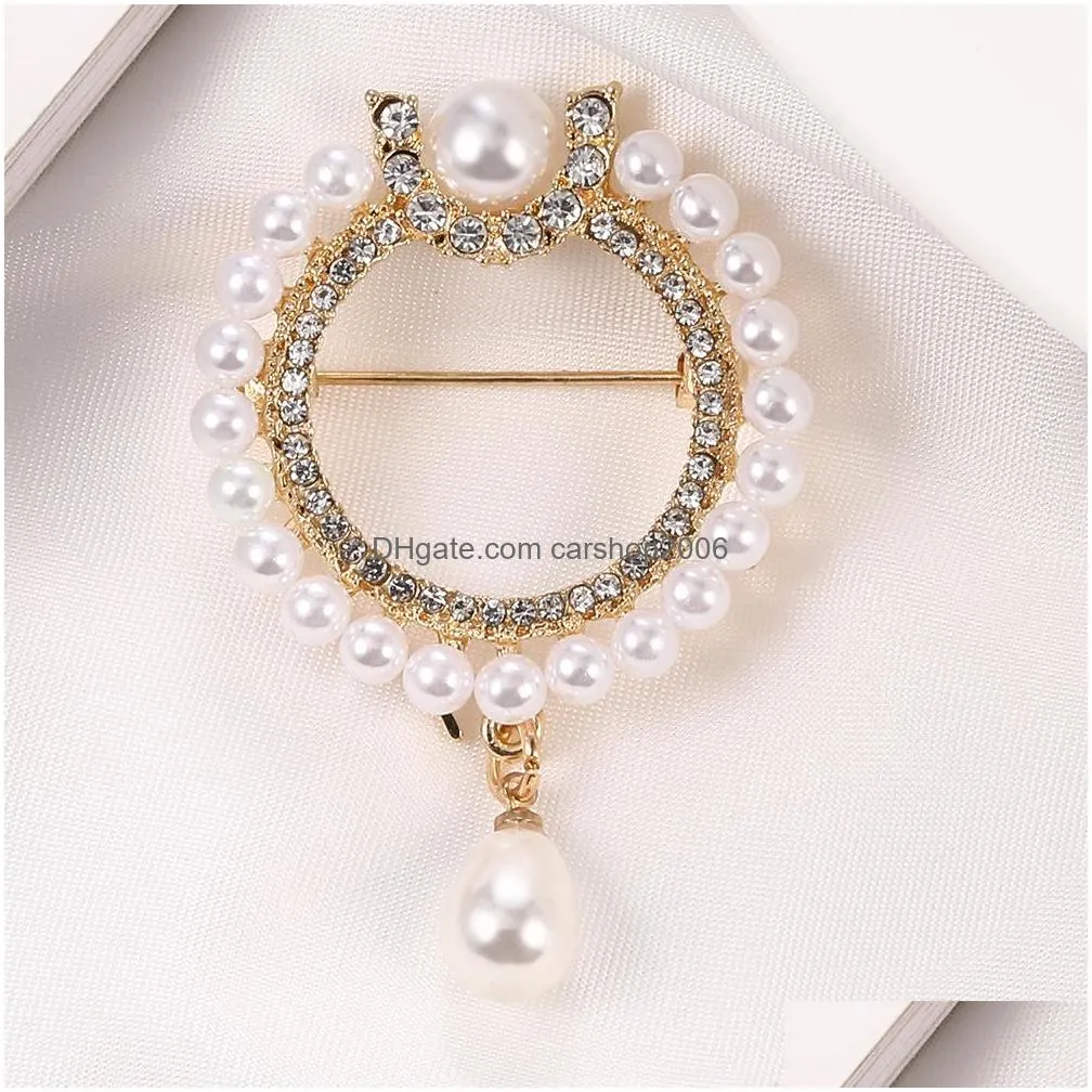 floral freshwater pearl brooch pin crystal rhinestones flower brooches for women bouquet sweater scarf clothing accessories