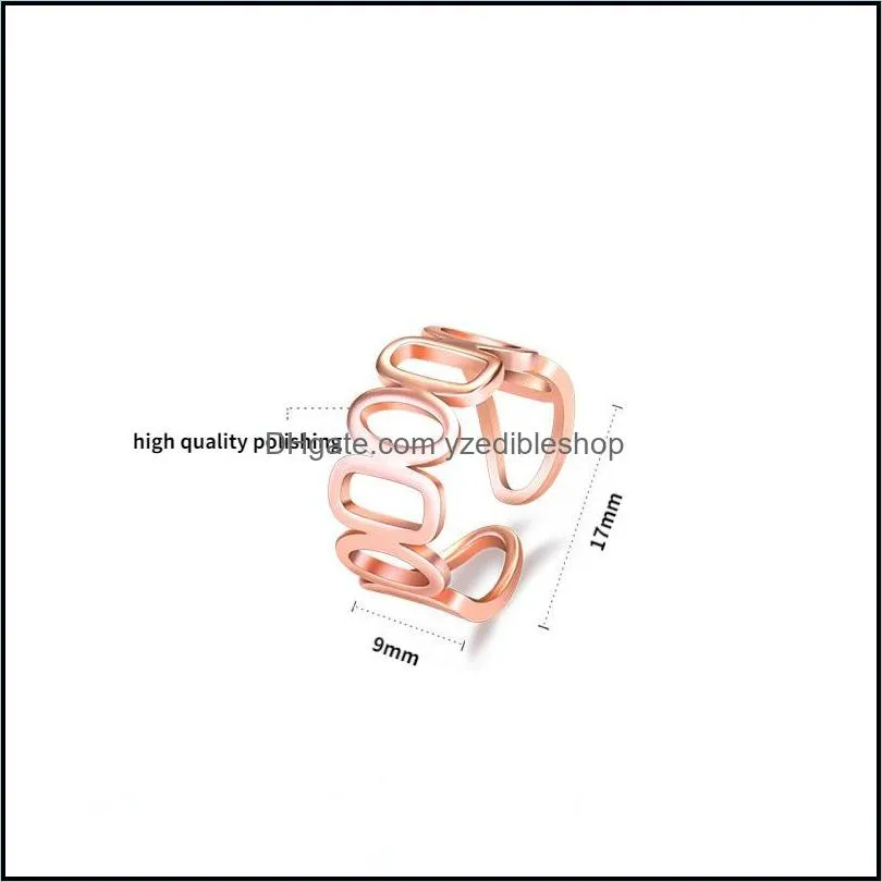 hollow chain rings band finger women open adjustable rose gold knuckle rings street style personalized fashion jewelry