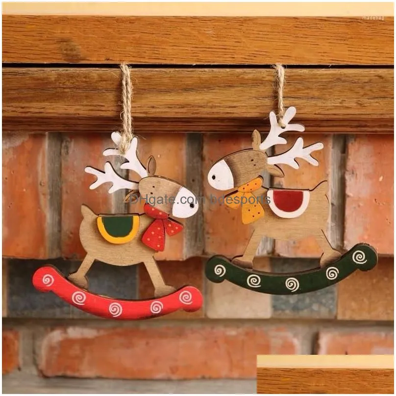 christmas decorations decoration pendant wooden small elk hanging ornaments creative handpainted retro decoracion para el hogar