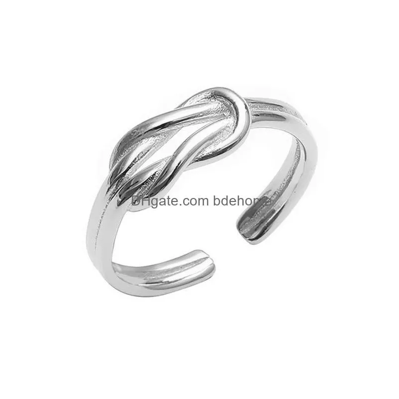 double twist knot knuckle ring minimalist gold silver color metal open adjustable ring fashion jewelry for women valentine