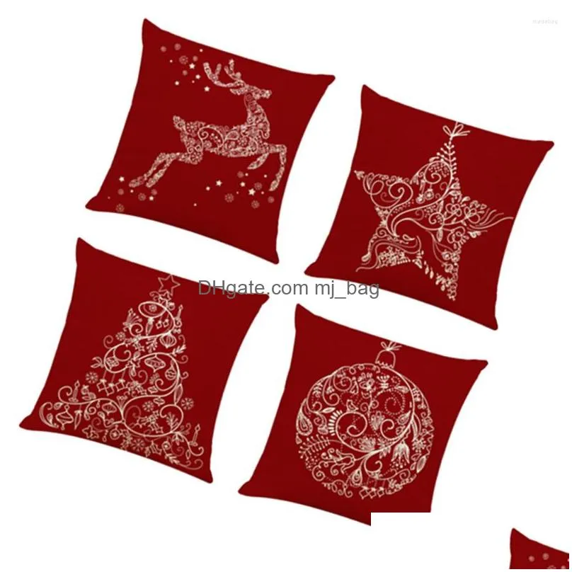 pillow 4pcs christmas cases creative covers protectors home ornament for living room bedroom