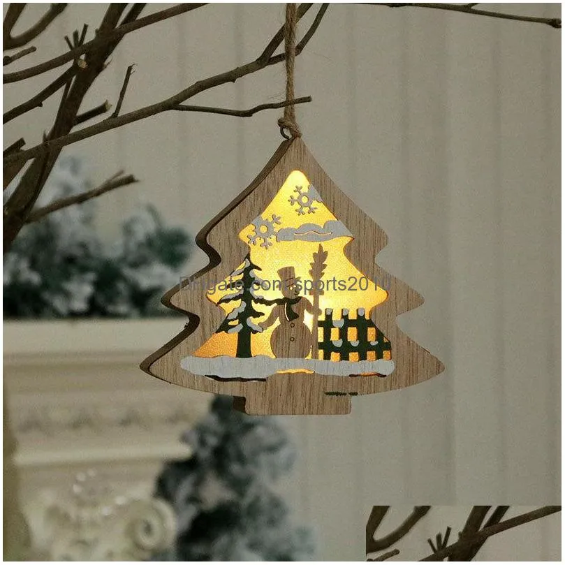 christmas decorations tree hanging led glowing wooden star xmas festival luminous ornaments for home el bar treechristmas