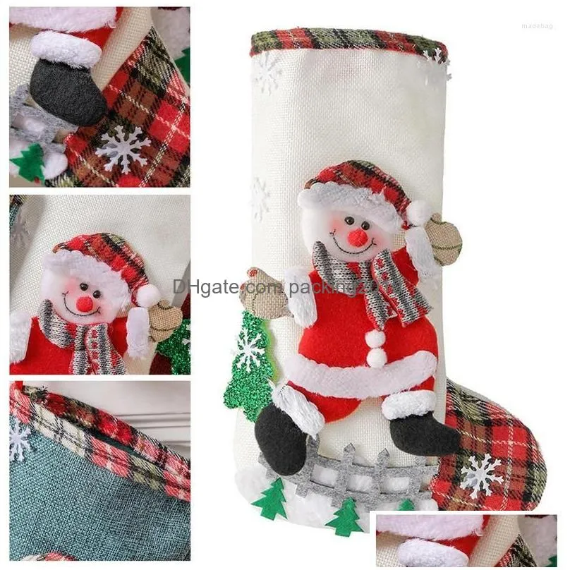 christmas decorations 4pcs stockings sack xmas gift candy bag fireplace tree ornaments merry socks navidad year 2023