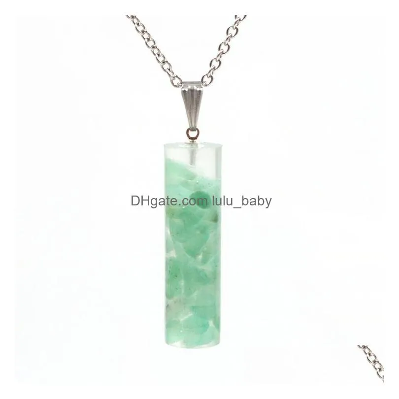 augen pendant 7 chakra amethyst pendants crystal gravel cylindrical womens fashion necklace