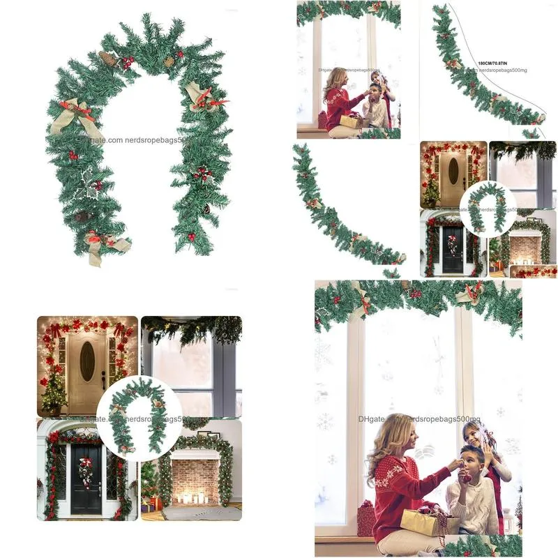 christmas decorations artificial garland hang with pinecones 1.8m decoration pine tree rattan ornament for home shop