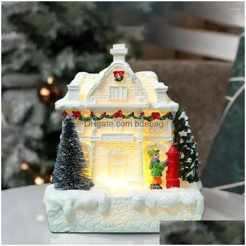 christmas decorations light house resin ornament scene village merry for home xmas gifts year noel