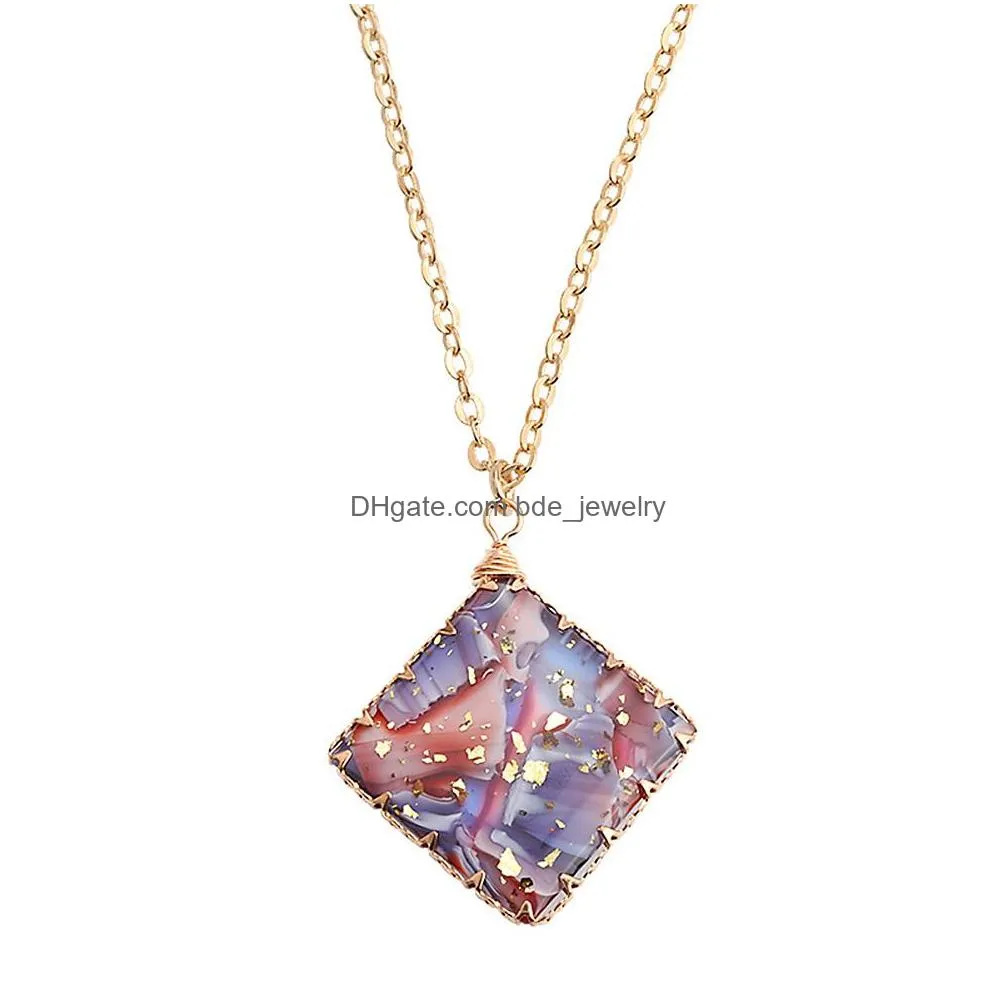 handmade water drop dried flower glass pendants necklace for women girls gold color chain necklaces wedding jewelry valentines day