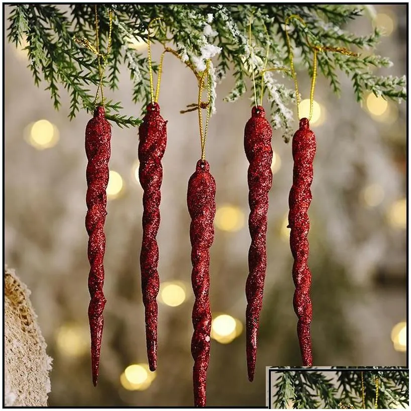 christmas decorations christmas decorations 10pcs 12cm simation ice xmas tree hanging ornament fake icicle winter party year decorat