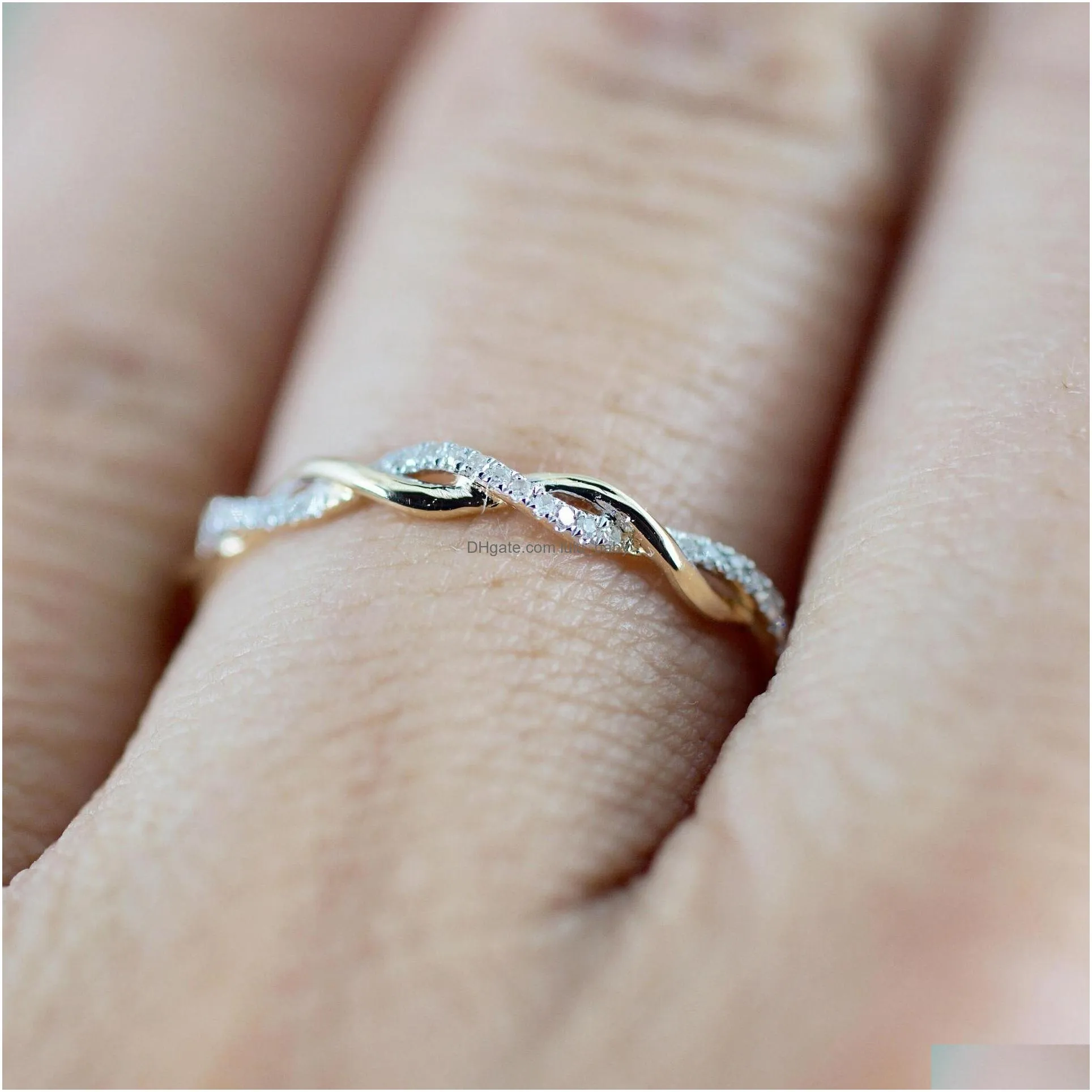 full diamond twisted rings twist engagement ring bride hip hop wedding jewelry for girlfriend wholesale