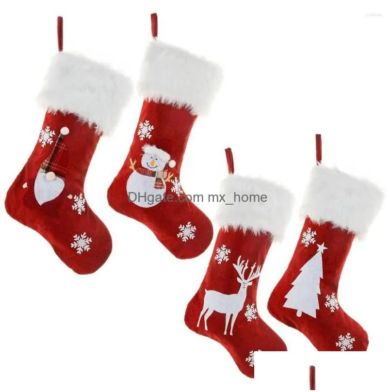 christmas decorations santa claus gift socks led stocking year for kids tree ornament glowing xmas decor