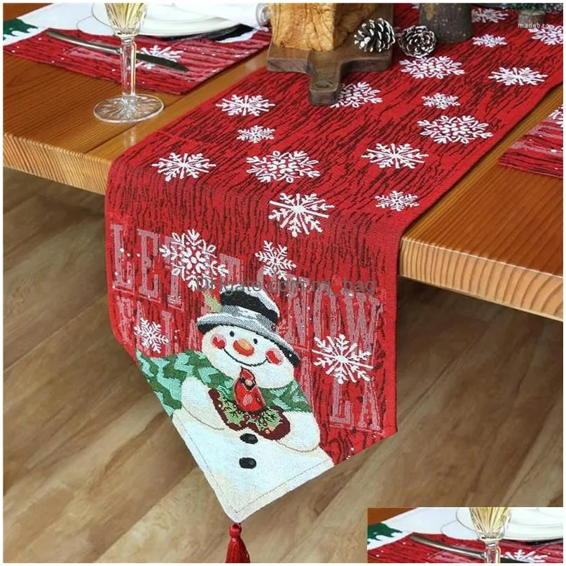 christmas decorations party linen table runner merry home snowman xmas tree happy year 2022