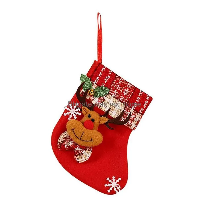 christmas decorations socks gift bag pendants childrens candy bags cartoon year santa holder fireplace pendantschristmas