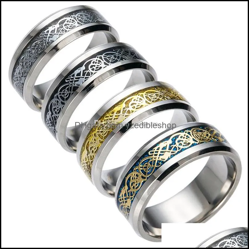 silver gold dragon ring stainless steel band rings contrast color women mens rings band ring fashion jewelry 