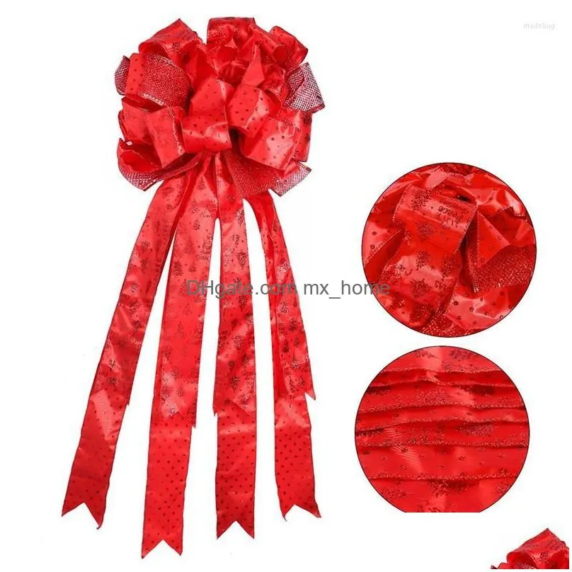 christmas decorations fashion tree topper large doublehead xmas bow decoration ornament bowknot party wedding decor