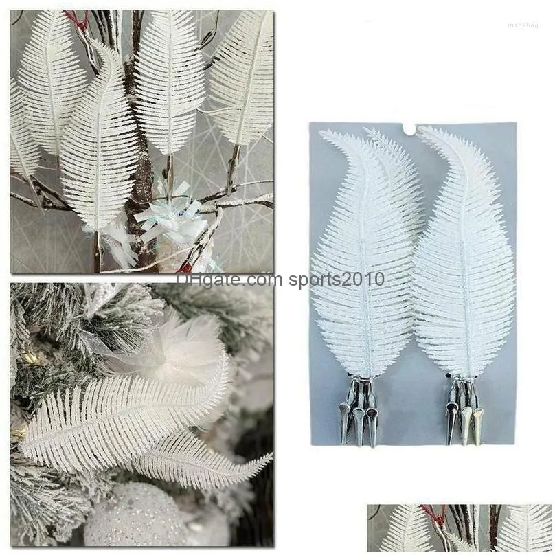 christmas decorations 6pcs/set fashion feathers tree ornament accessories home party decoration wedding decor plumes for xmas hanging