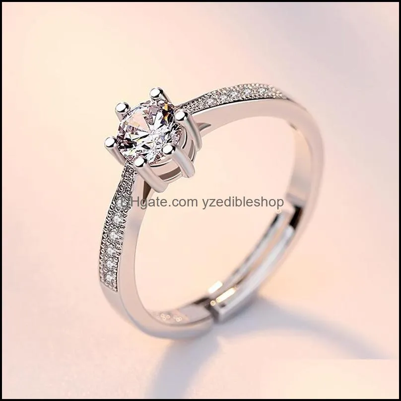 update diamond solitaire ring open adjustable engagement wedding rings for women fashion jewelry