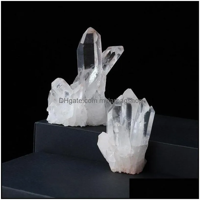 arts and crafts arts gifts home garden natural white crystal cluster original stone energy column degaussing office ecological