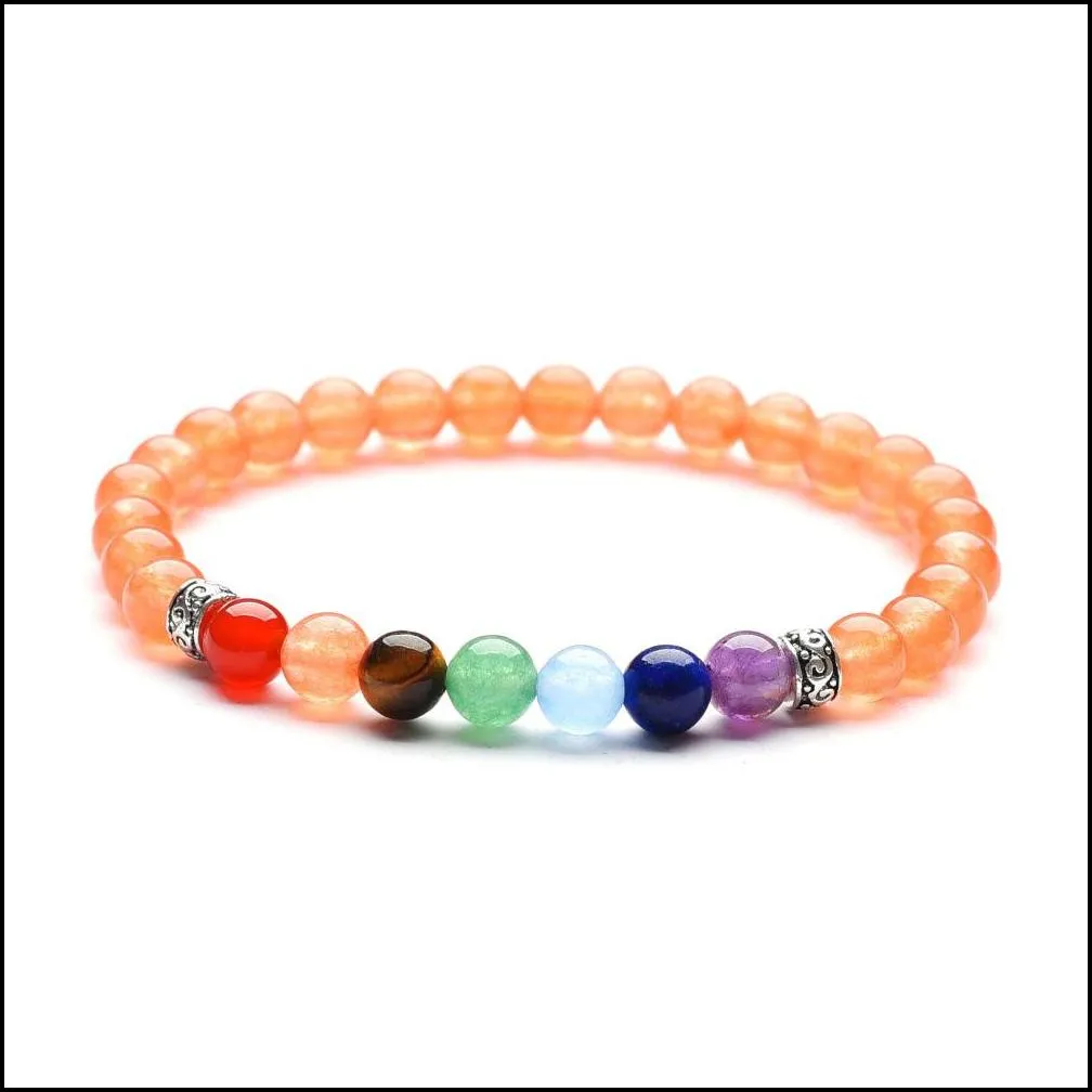 10pc/set 7 chakra healing balance 6mm beads bracelet yoga life energy charm bracelet natural stone jewelry