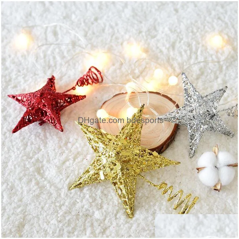 christmas decorations iron glittering powder tree star top decoration five pointed decorationschristmas