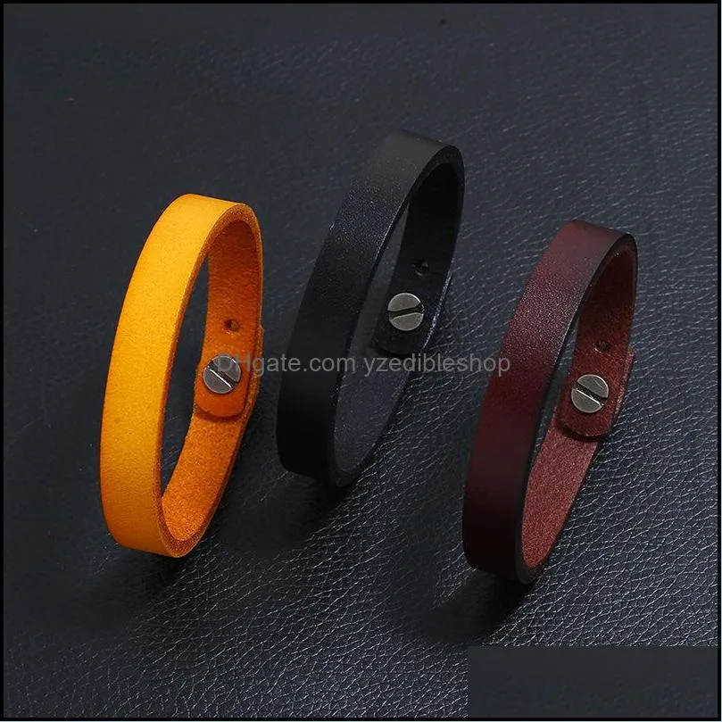 simple leather bracelet retro button bracelets bangle cuff wristband women mens fashion jewerly