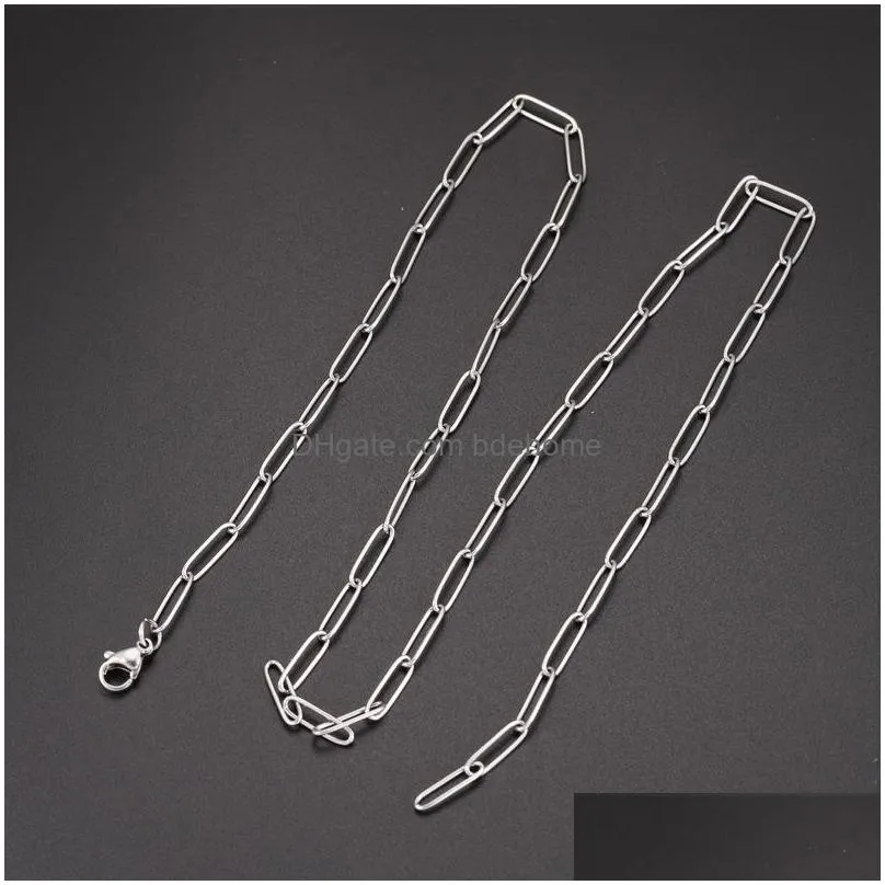 fashion stainless steel necklace long buckle clavicle chain choker necklaces for women men boho diy jewelry gift collar hombres