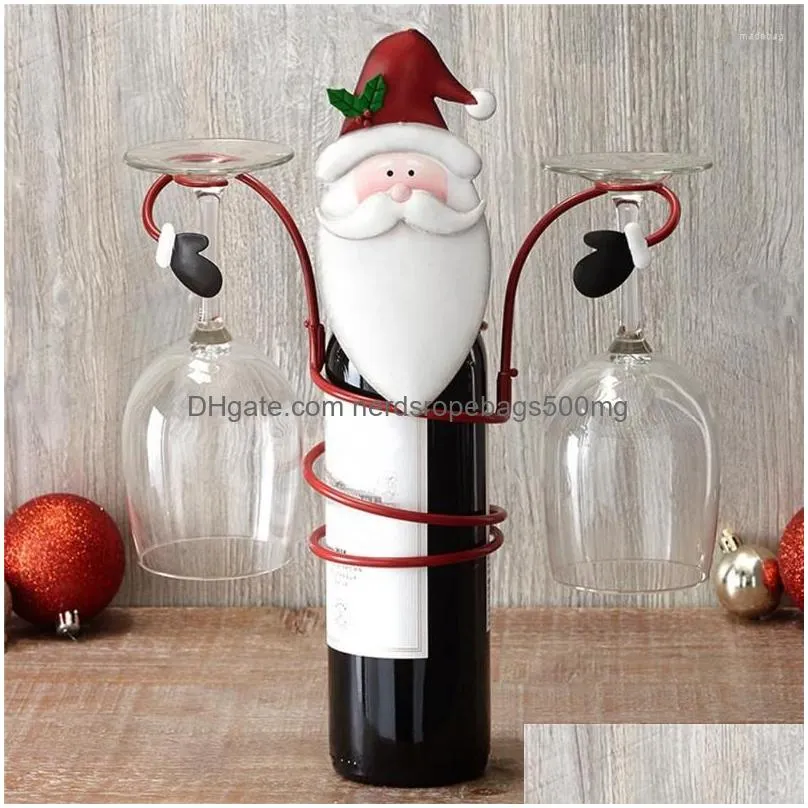 christmas decorations wine red glass holder iron bottle jewelry home decoration display stand year party supplies