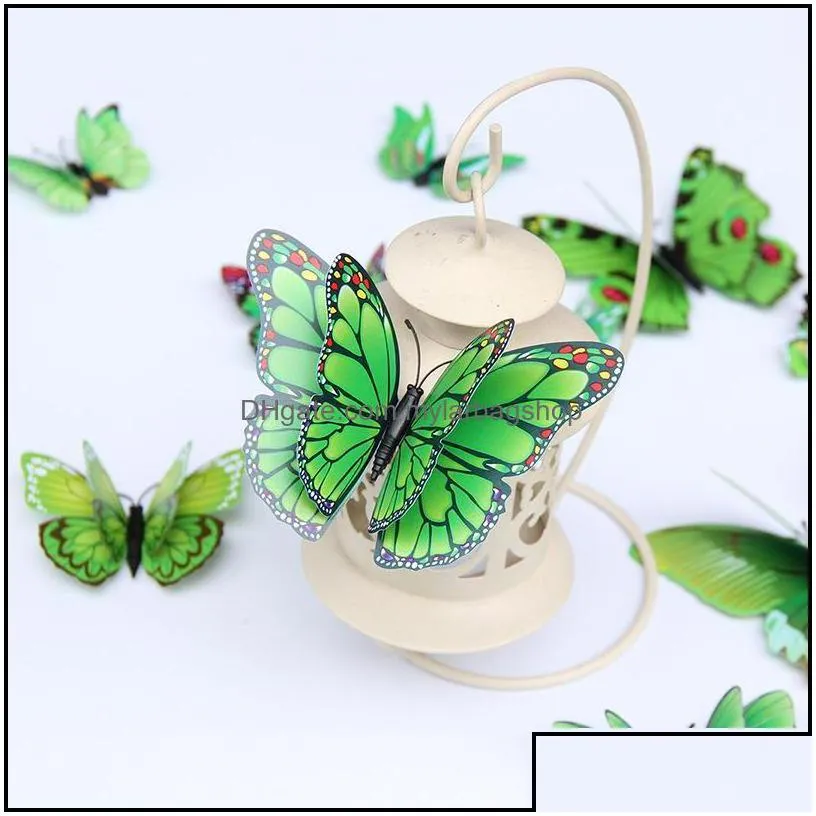 wall stickers new style 12pcs/lot double layer 3d butterfly sticker on th dhfpf