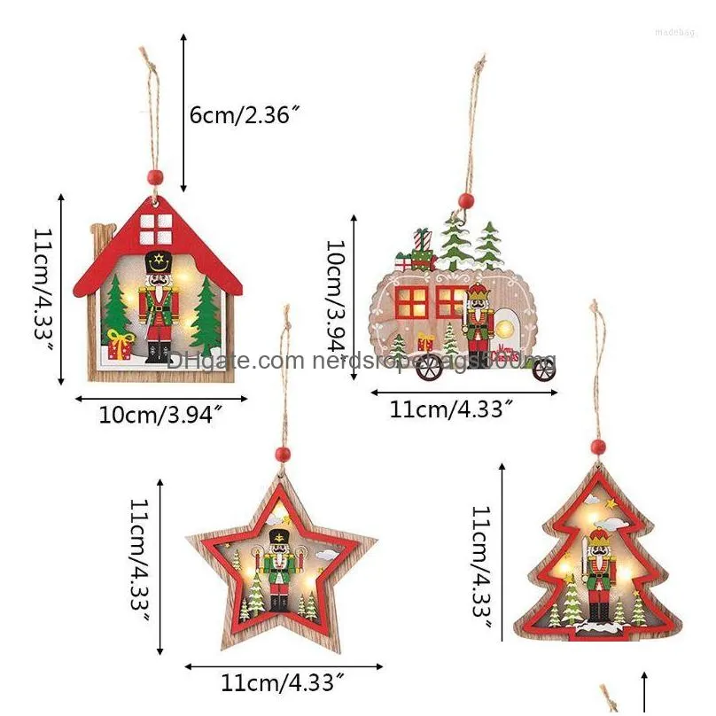 christmas decorations wooden soldier led light decoration hanging xmas tree ornaments home