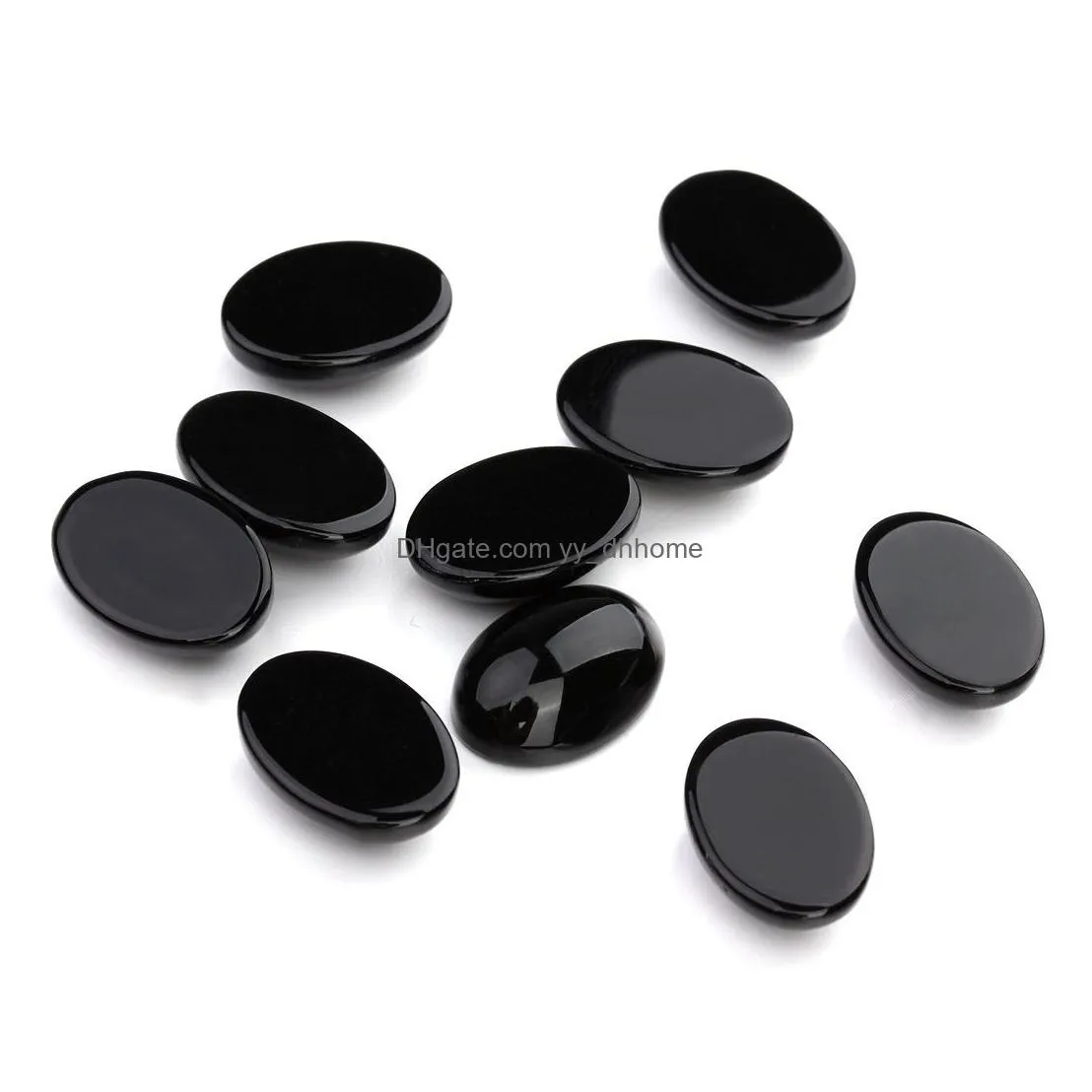 natural black onyx oval flat back gemstone cabochons healing chakra crystal agate stone bead cab covers no hole for jewelry craft