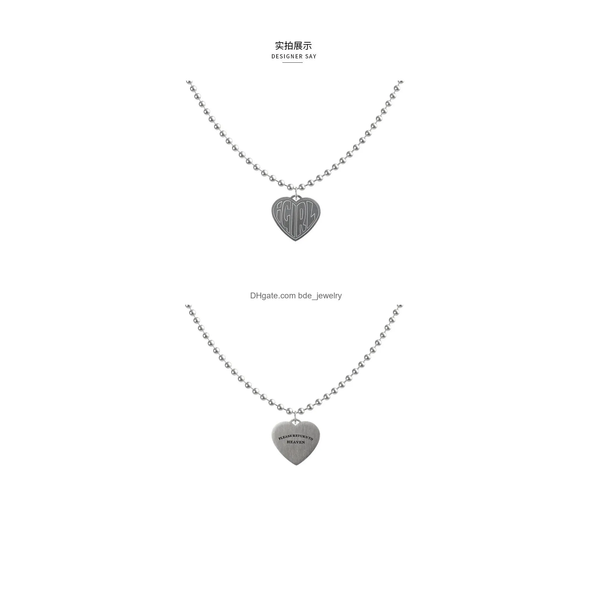 fashion igirl letter heart necklaces for women stainless steel strand chain necklace cool girls gift punk collier