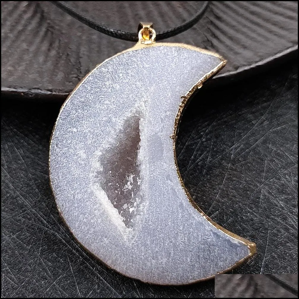natural agate crystal tooth original stone peach heart star moon pendant necklace irregular ore top drilled for jewelry making