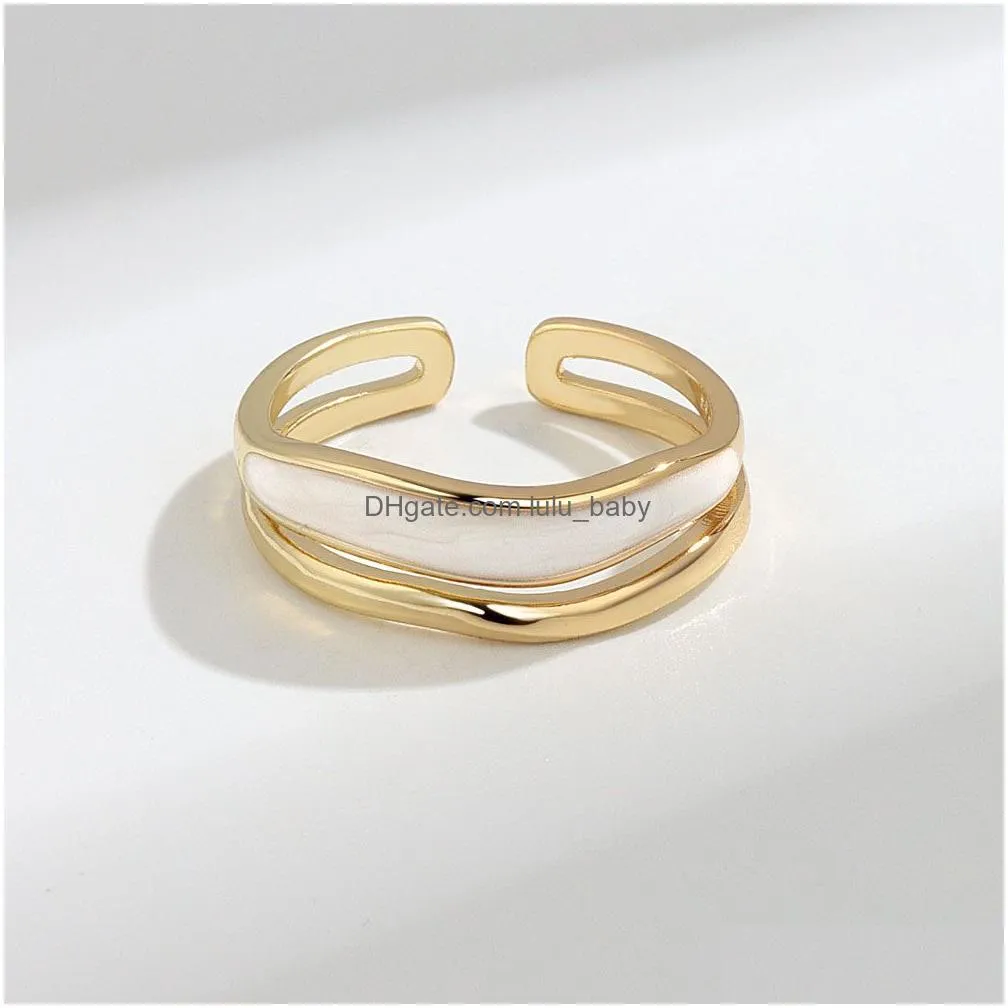 minimalist gold color finger rings for women fashion creative design doublelayered geometric party jewelry gifts