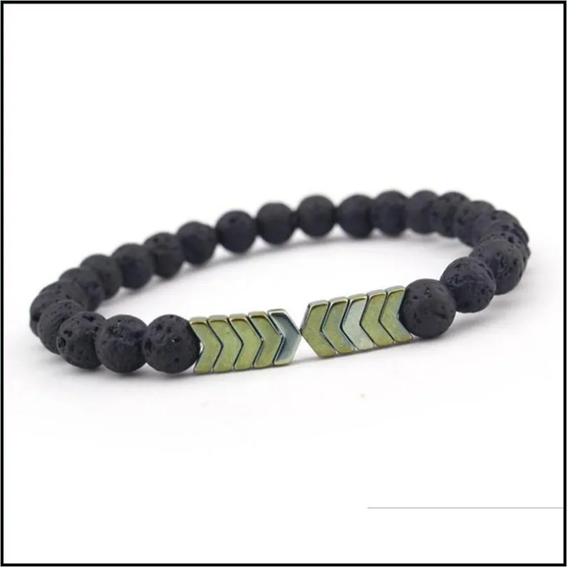 male and female volcanic stone 8 mm lava rock beads arrow bracelet  oil scattered beads men and women bracelet