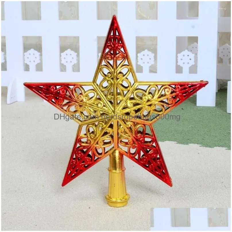 christmas decorations plastic great holiday party xmas tree top star ornament lightweight pentagram hollowout design for household